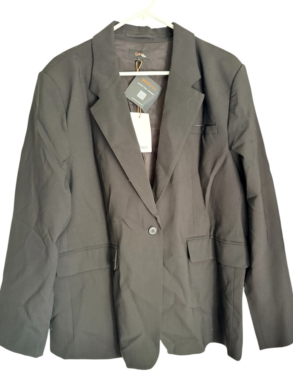 Quince Women’s 3D Wool Blazer Black Workwear Size XL NWT